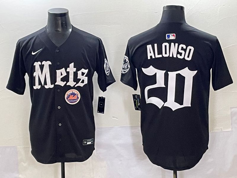 Men 2025 New York Mets #20 Alonso Black Five generations Joint Name Nike MLB Jersey style 11->new york mets->MLB Jersey